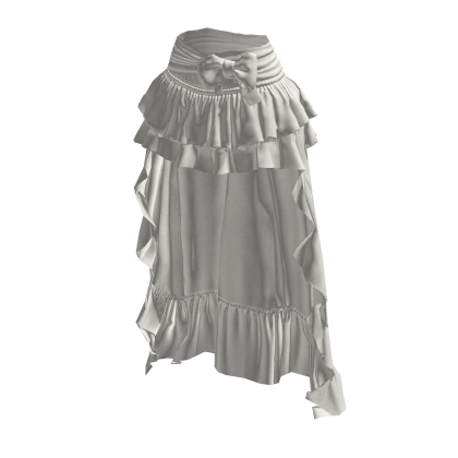High Low Ruffle White Skirt