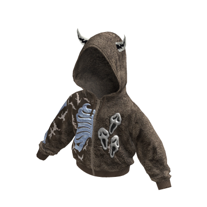 Brown Horned Demon Ribcage Hoodie