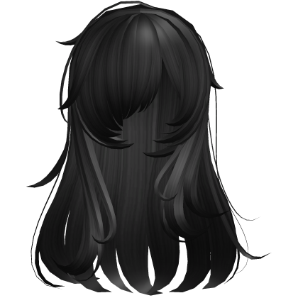 Gloomy Girl Bang Covering Messy Long Hair Black