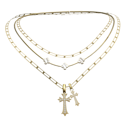 Jesus Double Cross Layered Necklace