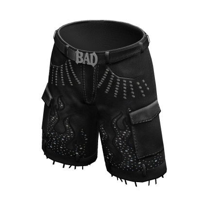 Black Baggy Rhinestone Jorts