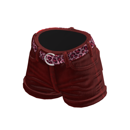 Red Shorts W/ Leopard Belt 