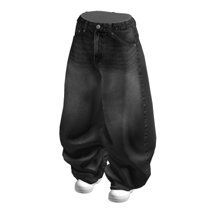 💵VINTAGE WASHED DENIM PANTS WITH SHOES BLACK
