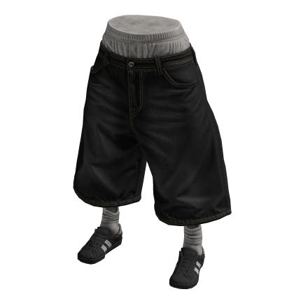 Y2K Baggy Streetwear Jorts w/ Shoes (Black)