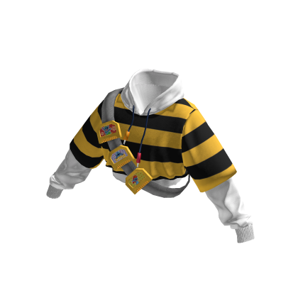 Yellow Striped Stitch Hoodie Crop Top