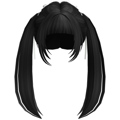 Neat Braided Ponytails w/ Ribbons in Black