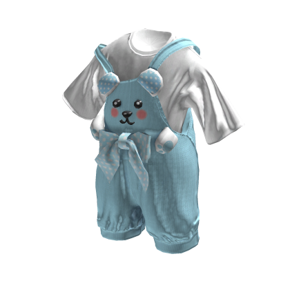💜 Teddy Bear Overalls Chibi Style_Sky blue