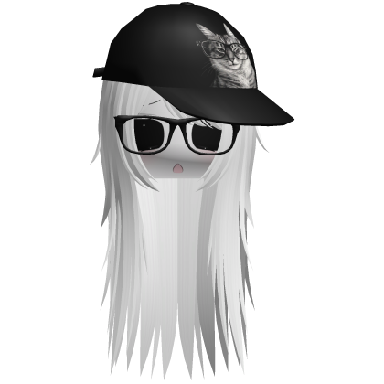 long moe wispy girl hair cat cap mask (white)