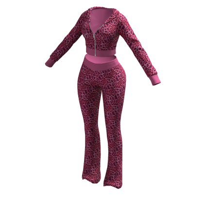 Tracksuit Leopard Pink Euina Outfit Pants Crop Top