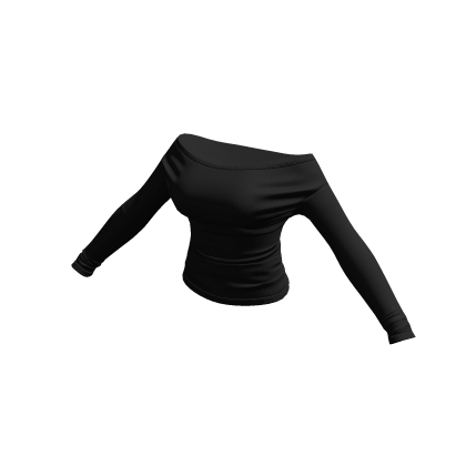 ℛ Black Bardot Long Sleeve Slim Fit Crop Top