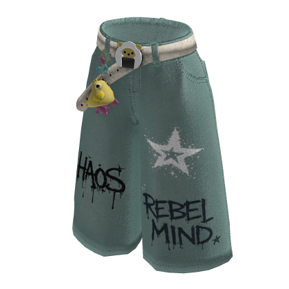 iBLOX - Short Pants Sage Green Graffiti Jeans