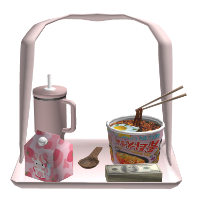 Matching Korean Buldak Pink Ramen Tray