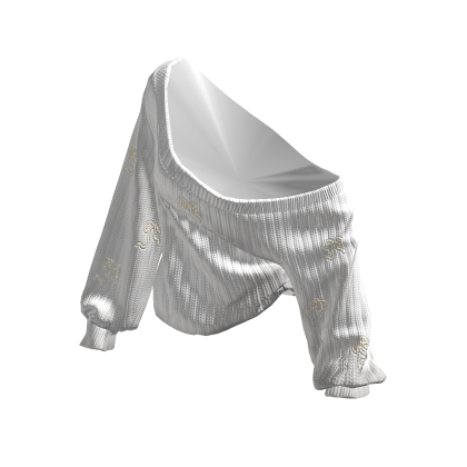 White Cozy Baggy Coquette Bow Sweater