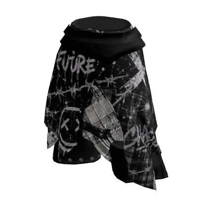 INA - Jorts Black Skirt Chaos Graffiti Y2K