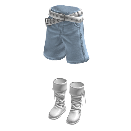 Gothic Emo Jorts Boots (Light Blue White)