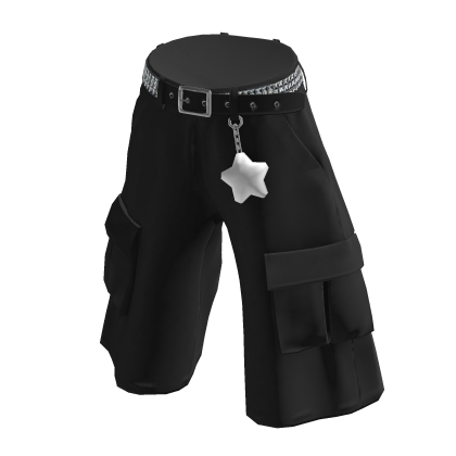 💗Y2K URBAN LOOSE STAR CARGO_BLACK