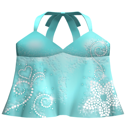 ♡ Teal Y2K Summer Sequin Halter