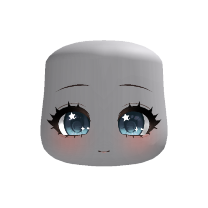 kawaii blue shiny star chibi face (recolorable)