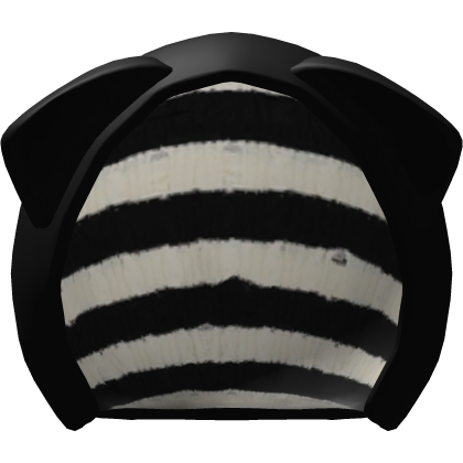 droopy cutesy striped cat hood in black & white