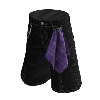 Baggy Y2K Skater Jorts w/ Chains (Purple)