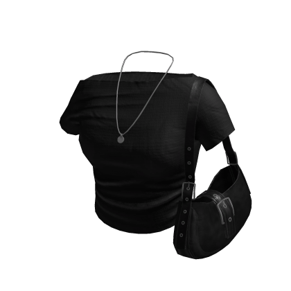 Downtown Girl Navy Top w/ Leather Bag Black