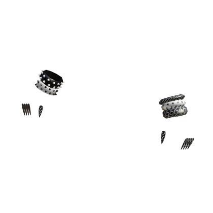 Black/White Polka Stiletto Nails w Y2K Bangles