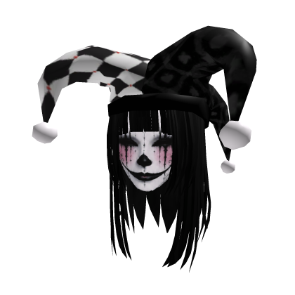 [Animated] Black & White Jester Girl Hair & Mask