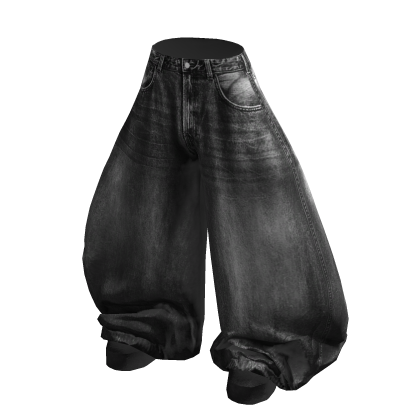 Baggiest Acid Wash Jeans w/ Boots in Black