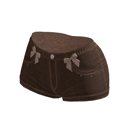 Cutesy Bow Denim Shorts brown