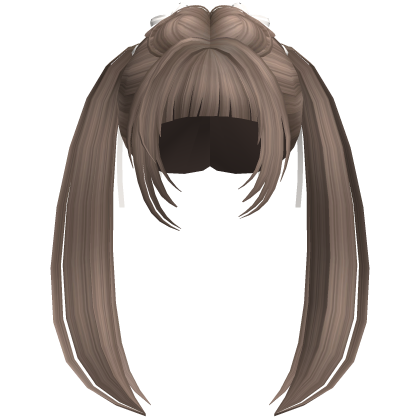 Neat Braided Ponytails w/ Ribbons in Milktea
