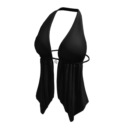 Hem Halter Neck Top Black Y2K Baddie Tee Shirt