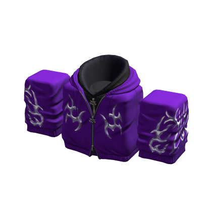 Purple Y2K Chrome Flame Zip Hoodie w/ Jacket 