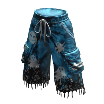 NOIR Y2K Baggy Distressed Jorts (Blue)