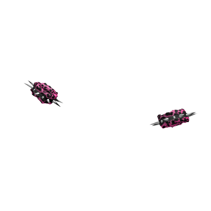 Scene Spiked Y2K Leopard Fur Cuffs in Pink