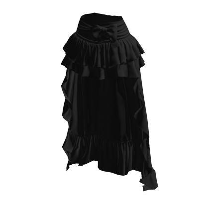 High Low Ruffle Black Skirt