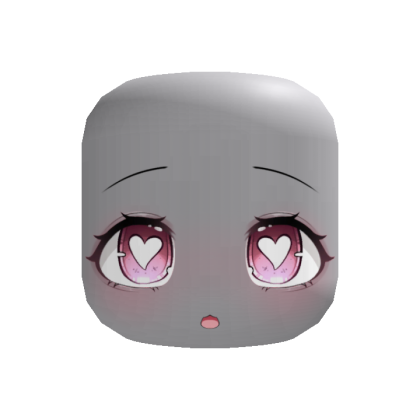 pink big heart doe kawaii chibi face(recolorable)
