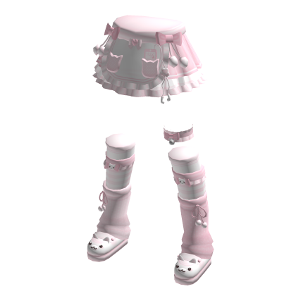 Cute Layered Pink Doll Cat Skirt Outfit