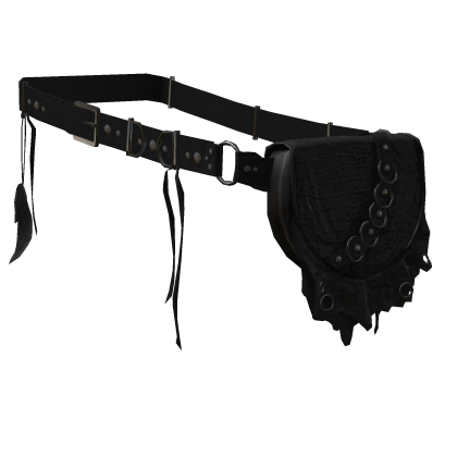 Vkei Leather Feather Waist Belt Satchel Bag Silver
