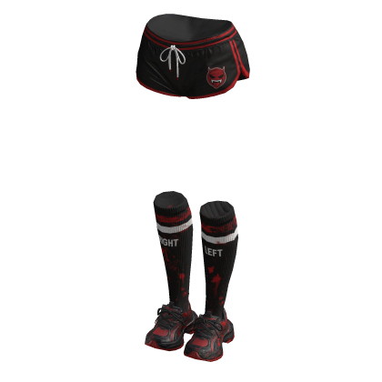 Y2K Black Fangs Athletic Shorts Set w Sneakers