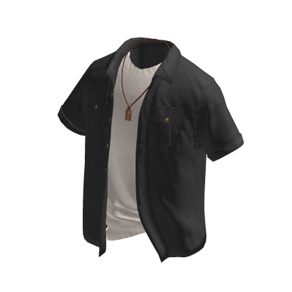 Open Button Up & Layered Tee (Black)