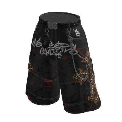 MJ - Jorts Denim Black Art Red Line