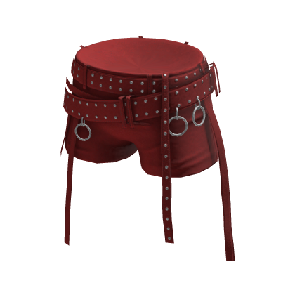 💜 Punk Gothic Buckle Hot Pants_ Red