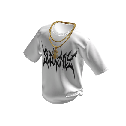 White SVDDENLY T-Shirt w/ Double Gold Dollar Chain