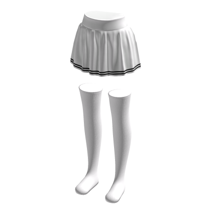 ℛ White Pleated Skirt + White Stockings