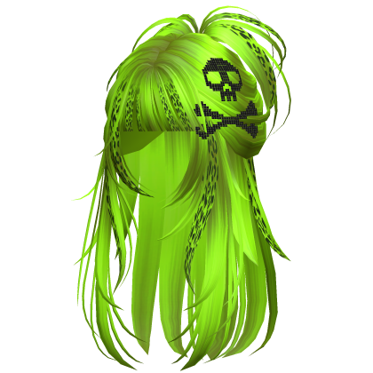 Skull Spikey Emo Half Up Neon Green Leopard
