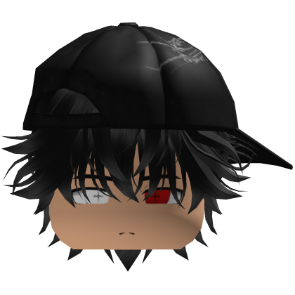 Cute Y2K emo black hair with hat