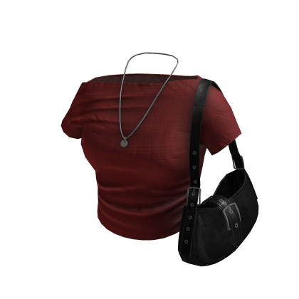 Downtown Girl Navy Top w/ Leather Bag Red