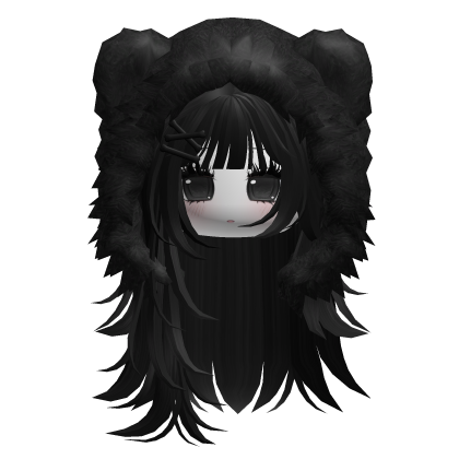 Fuzzy Bear Hood Girl Hair Black