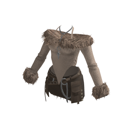 Y2K Fur Trimmed Set (Cream)