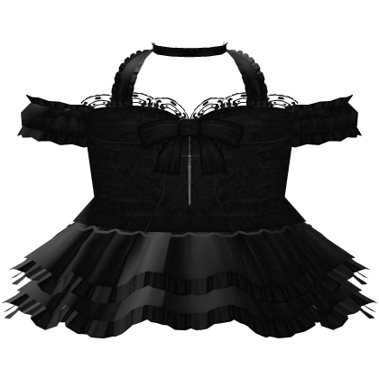 Black Coquette Gothic Ruffled Lace Doll Dress